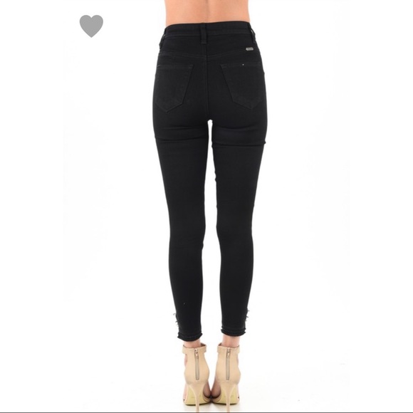 Black Skinny KanCans with Ankle Metal Rings - Picture 4 of 4